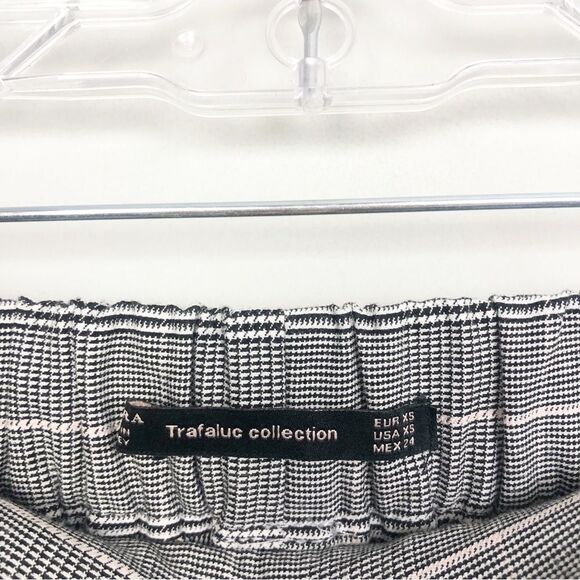 ZARA | Gray Plaid Side Stripe Cuffed Pull On Crop Pants Women’s Size X-Small - Picture 8 of 11